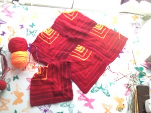 Red Mitred Poncho